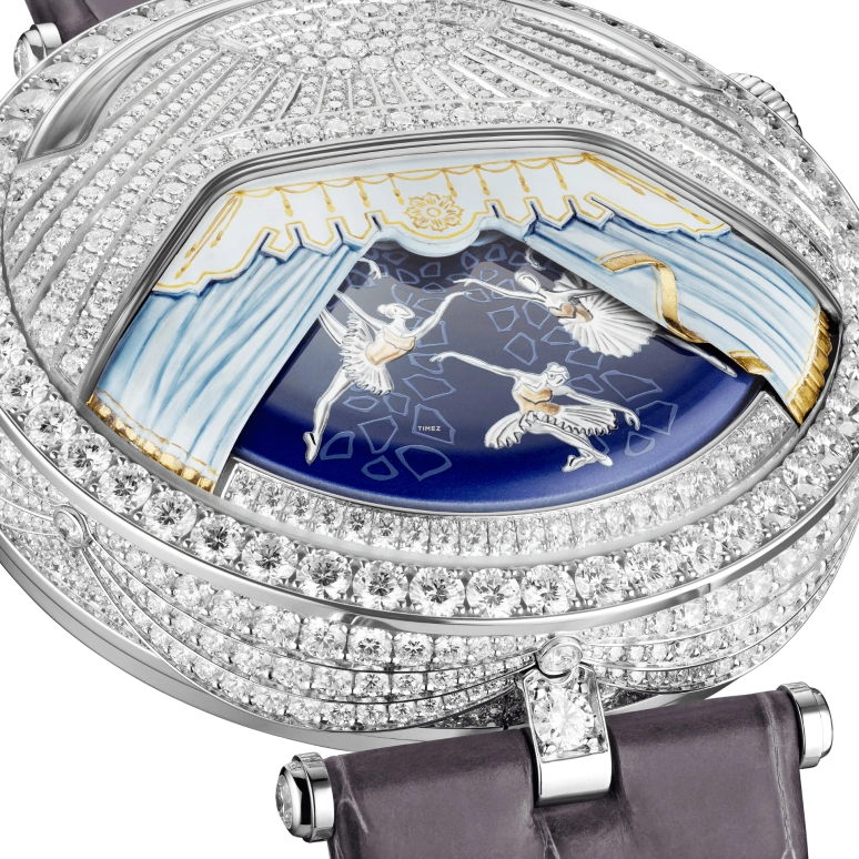 Van Cleef & Arpels,Poetic Complications® 44.50mm,44.50mm,White Gold,Silver,Blue,Handwound,Jumping Hours,Retrograde,VCARPEX900