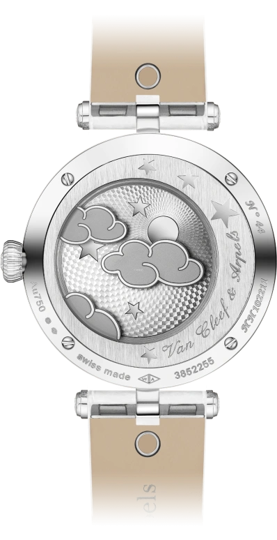 Van Cleef & Arpels,Poetic Complications® 33mm,33mm,White Gold,Rose,White,Sapphire,Crystal Glass,Setting,Diamonds,VCARO8ZD00