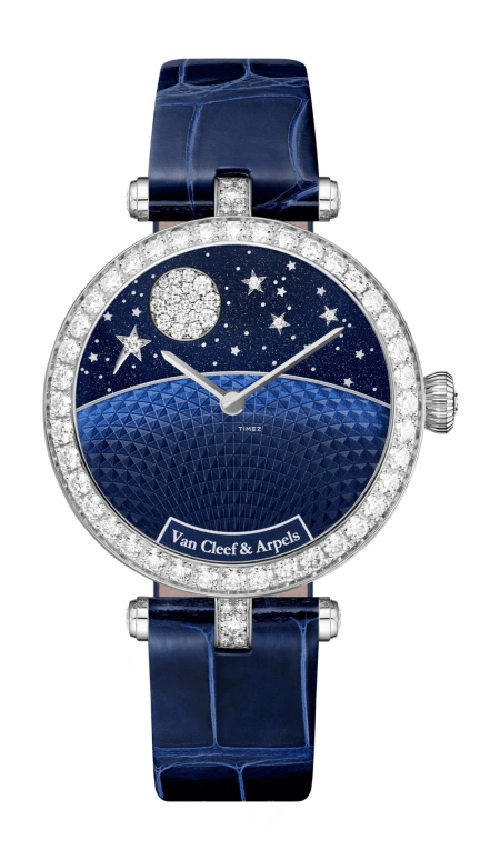 Van Cleef & Arpels,Lady Arpels 33mm,33mm,White Gold,Blue,Automatic,Moonphase,Glass,VCARPBLR00