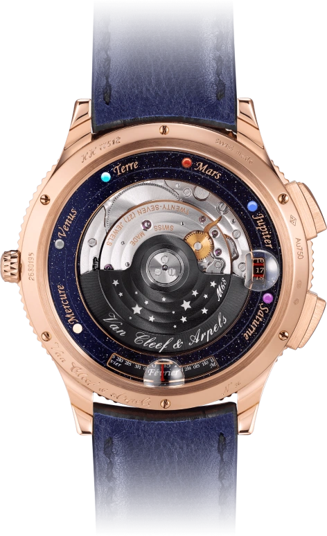 Van Cleef & Arpels,Poetic Complications® 44mm,44mm,Rose Gold,Turquoise,Rose,Automatic,Month,Sapphire,Crystal Glass,VCARO4J000