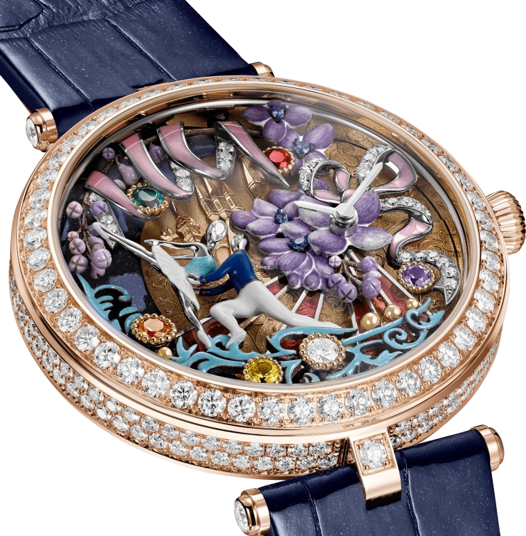 Van Cleef & Arpels,Lady Arpels 41mm,41mm,Rose Gold,Multi-Color,Handwound,Sapphire,Crystal Glass,Round,VCARPBNT00