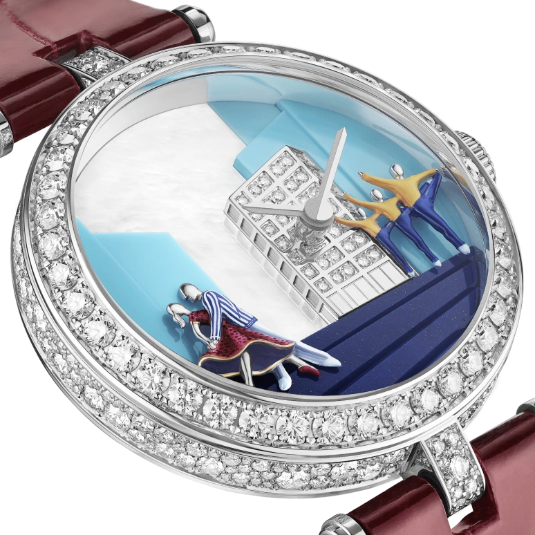 Van Cleef & Arpels,Extraordinary Dials™ 33mm,33mm,White Gold,Turquoise,White,Blue,Multi-Color,Handwound,Sapphire,Crystal Glass,Round,VCARO8Z300
