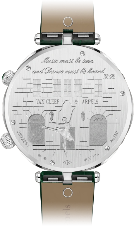 Van Cleef & Arpels,Poetic Complications® 44.50mm,44.50mm,White Gold,Sapphire,Crystal Glass,Setting,Diamonds,Diamonds,VCARO90500