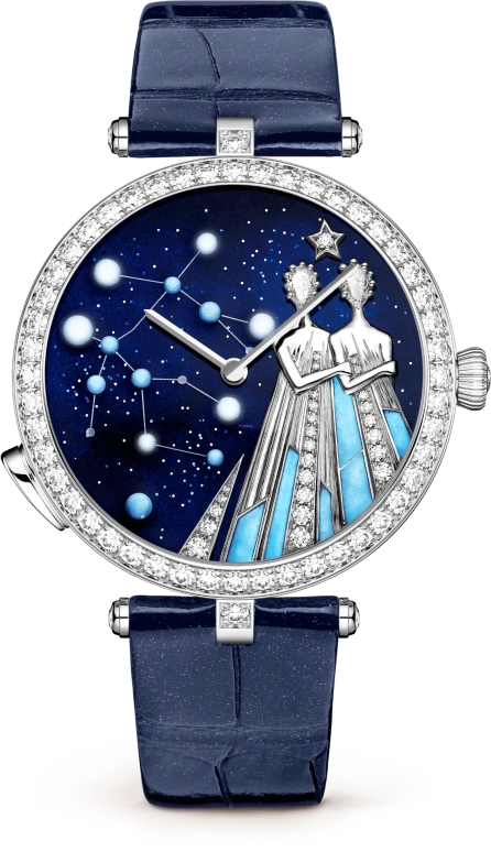 Van Cleef & Arpels,Poetic Complications® 38mm,38mm,White Gold,Blue,Automatic,36hours,Sapphire,Crystal Glass,VCARO8TP00