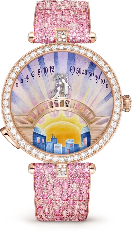 Van Cleef & Arpels,Poetic Complications® 38mm,38mm,Rose Gold,Multi-Color,Automatic,Retrograde,36hours,VCARPES400