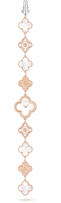 Van Cleef & Arpels,Alhambra® 22.70x22.70mm,22.70x22.70mm,Rose Gold,White,Quartz,Sapphire,Crystal Glass,VCARO8SG00