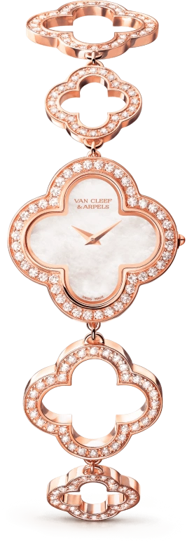 Van Cleef & Arpels,Alhambra® 27x27mm,27x27mm,Rose Gold,White,Sapphire,Crystal Glass,Rose,Setting,Diamonds,VCARN5KC00