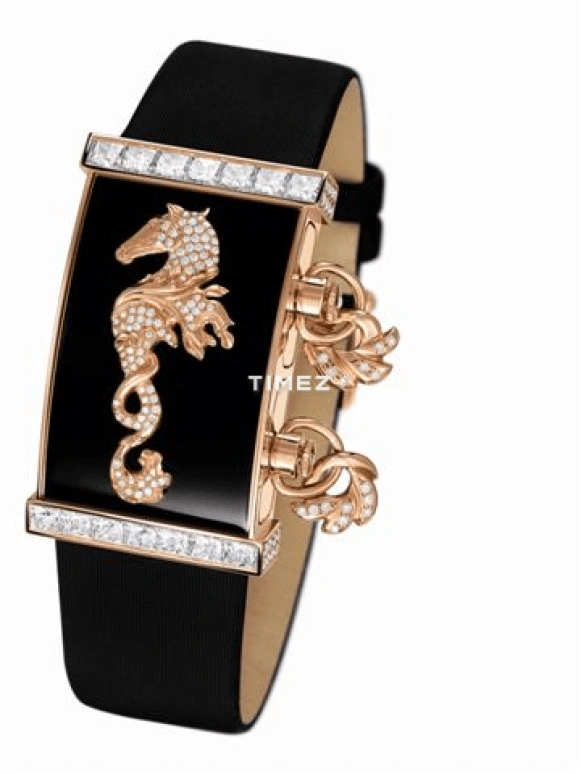 Van Cleef & Arpels,Lady Arpels ,Rose Gold,White,Black,Quartz,Dule Time,Sapphire,Crystal Glass,VCARN01000