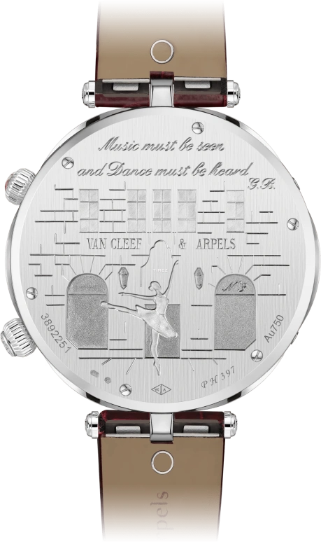 Van Cleef & Arpels,Poetic Complications® 44.50mm,44.50mm,White Gold,Silver,Red,Handwound,Jumping Hours,Retrograde,VCARPEXB00