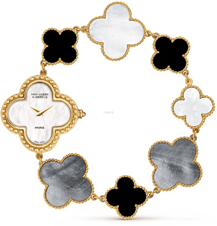 Van Cleef & Arpels,Alhambra® 26x26mm,26x26mm,Yellow Gold,Silver White,Quartz,Sapphire,Crystal Glass,Other,VCARPEU800