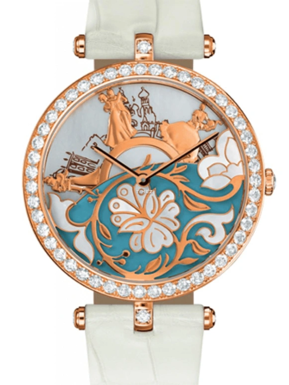Van Cleef & Arpels,Poetic Complications® 38mm,38mm,Rose Gold,White,Multi-Color,Blue,Rose Gold,Automatic,85hours,Sapphire,Crystal Glass,VCARO30H00