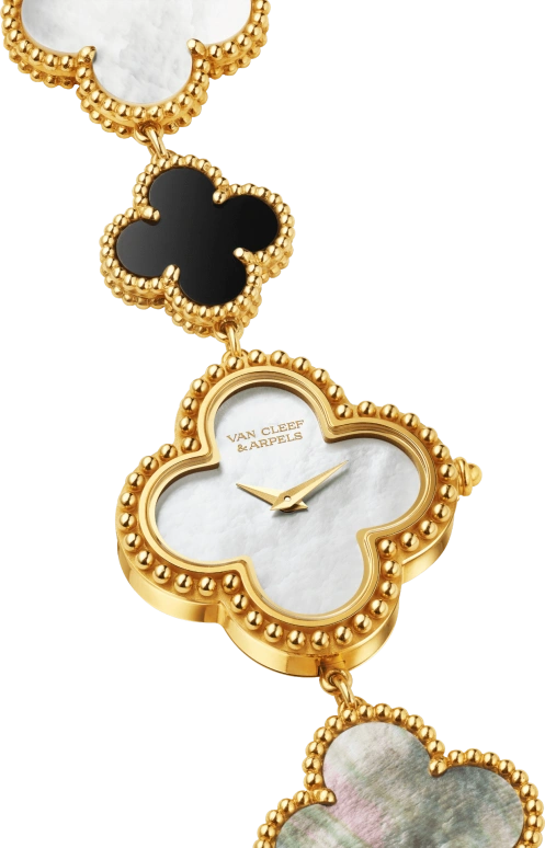 Van Cleef & Arpels,Alhambra® 26x26mm,26x26mm,Yellow Gold,White,Sapphire,Crystal Glass,Mother of Pearl,VCARO40P00
