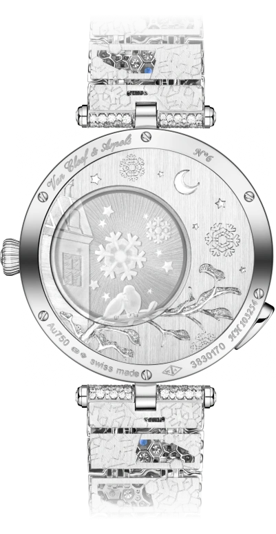 Van Cleef & Arpels,Poetic Complications® 38mm,38mm,White Gold,Multi-Color,Automatic,36hours,Sapphire,Crystal Glass,VCARO8U300