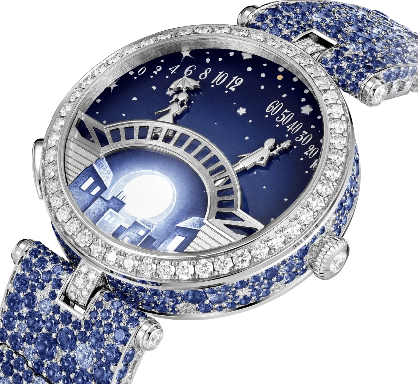 Van Cleef & Arpels,Poetic Complications® 38mm,38mm,White Gold,Blue,Automatic,Retrograde,36hours,VCARPES700