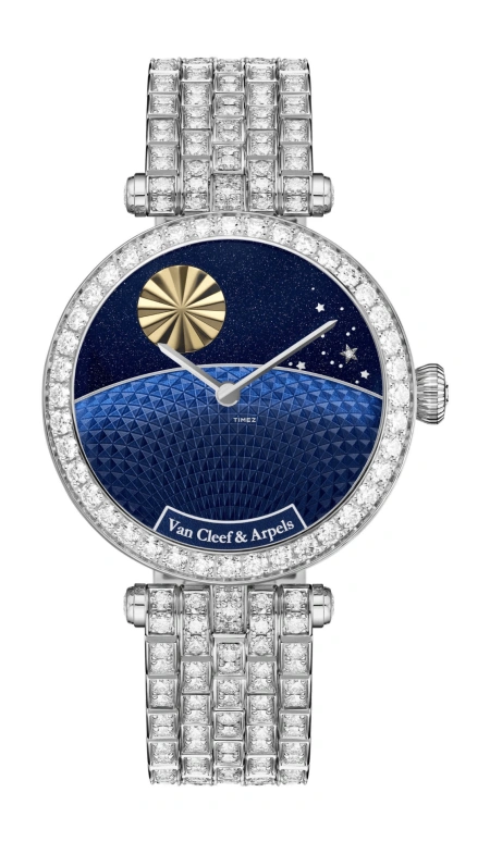 Van Cleef & Arpels,Lady Arpels 33mm,33mm,White Gold,Blue,Automatic,Moonphase,Glass,VCARPBNA00