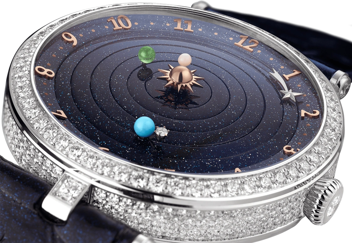 Van Cleef & Arpels,Poetic Complications® 38mm,38mm,White Gold,Blue,Automatic,36hours,Sapphire,Crystal Glass,VCARO8R500