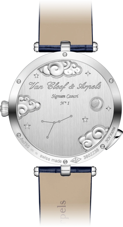 Van Cleef & Arpels,Poetic Complications® 38mm,38mm,White Gold,Transparent,Blue,Automatic,36hours,Sapphire,Crystal Glass,VCARO8TN00