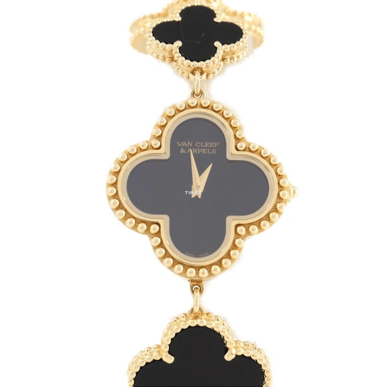 Van Cleef & Arpels,Alhambra® 26x26mm,26x26mm,Yellow Gold,Black,Quartz,Sapphire,Crystal Glass,Other,VCARO40R00