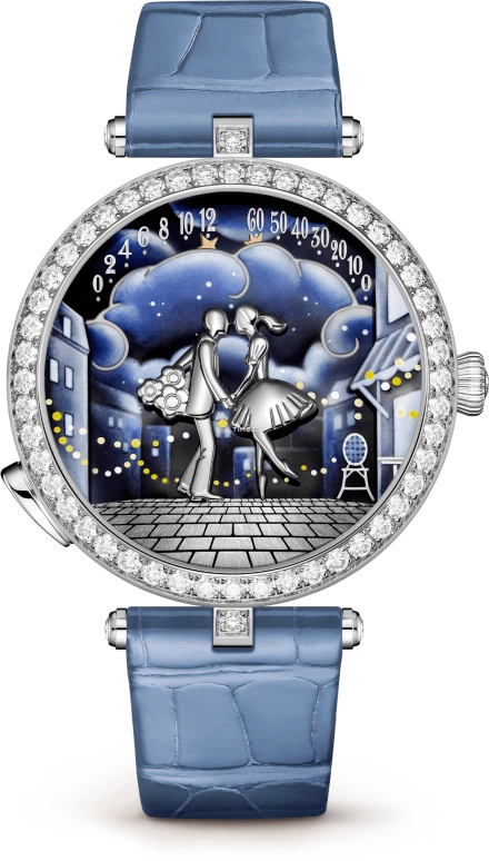 Van Cleef & Arpels,Poetic Complications® 38mm,38mm,White Gold,Multi-Color,Automatic,Retrograde,Round,VCARPERV00