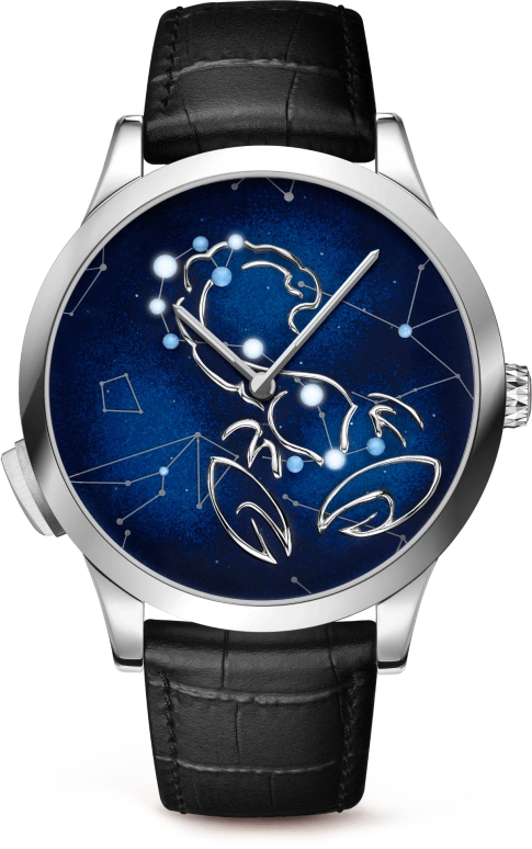 Van Cleef & Arpels,Poetic Complications® 42mm,42mm,White Gold,Transparent,Blue,Sapphire,Crystal Glass,Enamel,VCARO8TH00