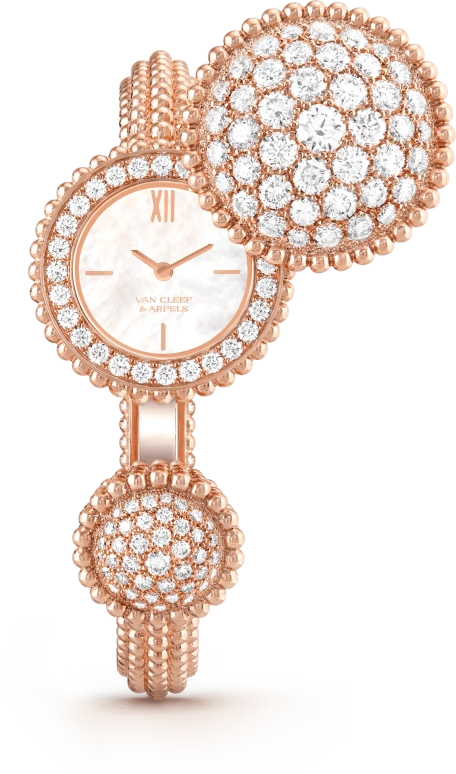 Van Cleef & Arpels,Perlée™ 25mm,25mm,Rose Gold,White,Quartz,Sapphire,Round,VCARO8WL00
