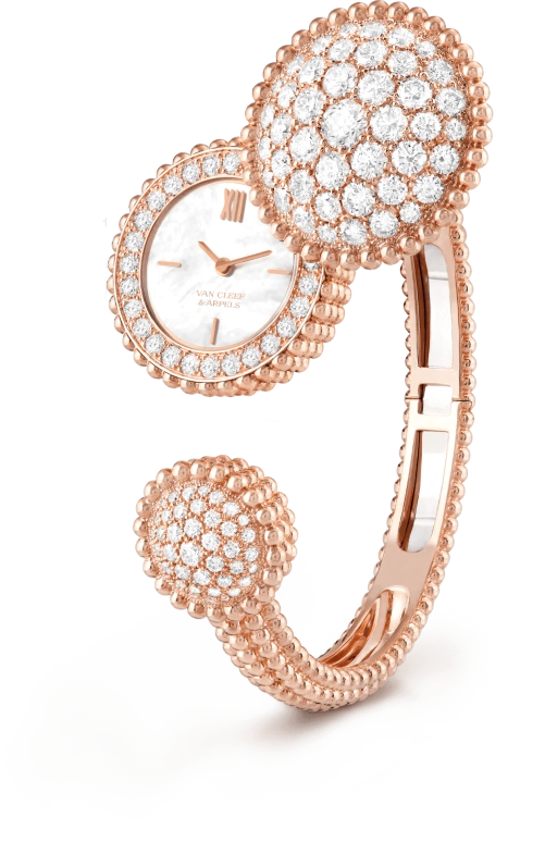 Van Cleef & Arpels,Perlée™ 25mm,25mm,Rose Gold,White,Quartz,Sapphire,Round,VCARO8WL00
