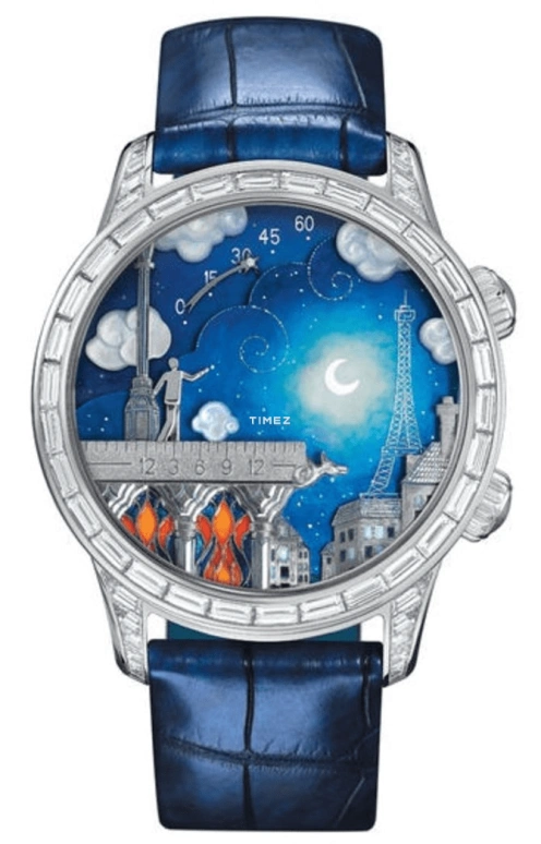 Van Cleef & Arpels,Poetic Complications® 43mm,43mm,White Gold,Blue,Multi-Color,Handwound,Sapphire,Crystal Glass,Round,VCARO30N00