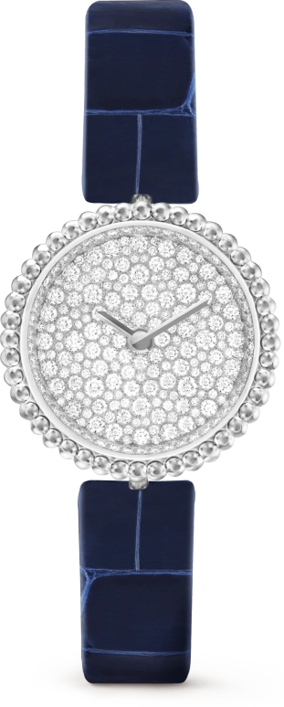 Van Cleef & Arpels,Perlée™ 23mm,23mm,White Gold,Silver,Quartz,Sapphire,Crystal Glass,Round,VCARPBKF00