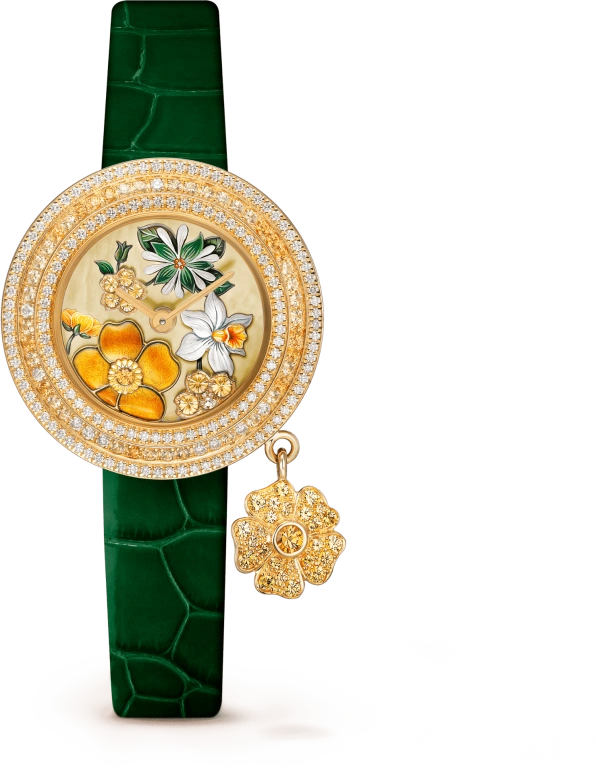 Van Cleef & Arpels,Extraordinary Dials™ 25mm,25mm,Aluminium,Sapphire,Yellow Gold,Yellow,Multi-Color,Quartz,Sapphire,Crystal Glass,Round,VCARO4JU00