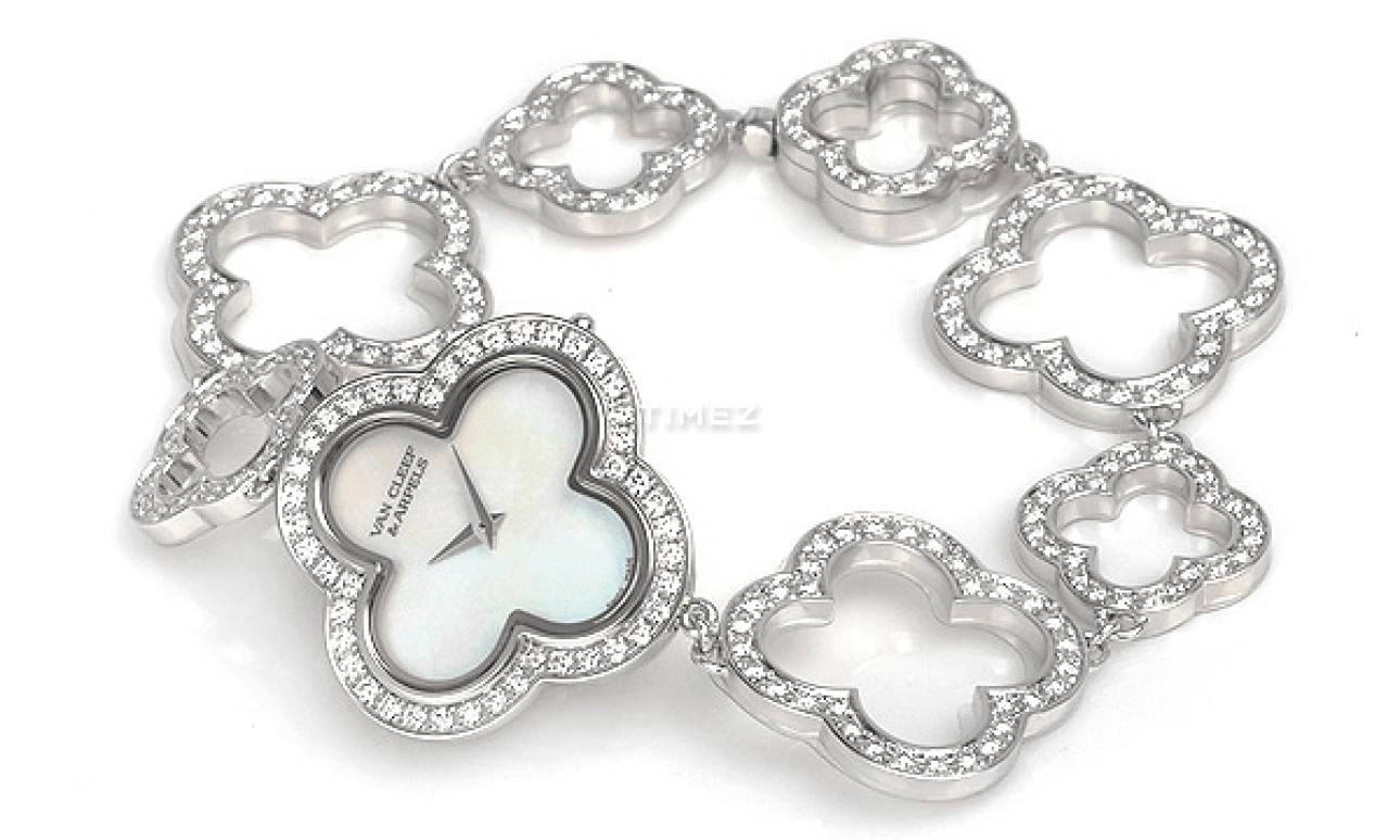 Van Cleef & Arpels,Alhambra® 29.30mm,29.30mm,White Gold,White,Quartz,Sapphire,Crystal Glass,Silver,VCARN5KB00