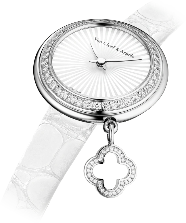 Van Cleef & Arpels,Charms 27mm,27mm,White Gold,White,Quartz,Round,Silver,VCARO8ZS00