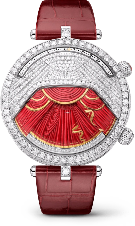 Van Cleef & Arpels,Poetic Complications® 44.50mm,44.50mm,White Gold,Silver,Red,Handwound,Jumping Hours,Retrograde,VCARPEXB00