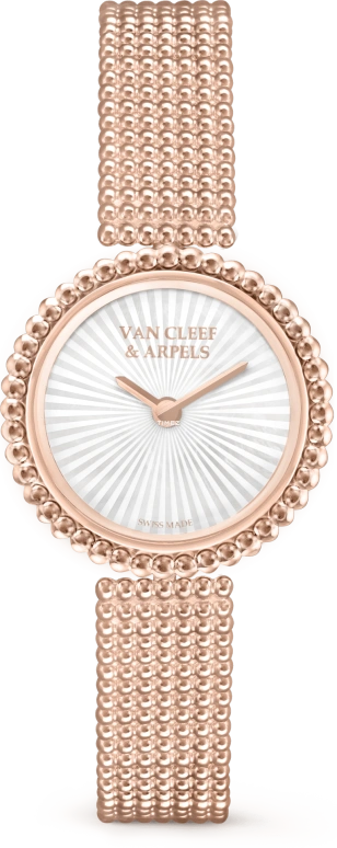 Van Cleef & Arpels,Perlée™ 23mm,23mm,Rose Gold,White,Quartz,Sapphire,Crystal Glass,Round,VCARPBMO00