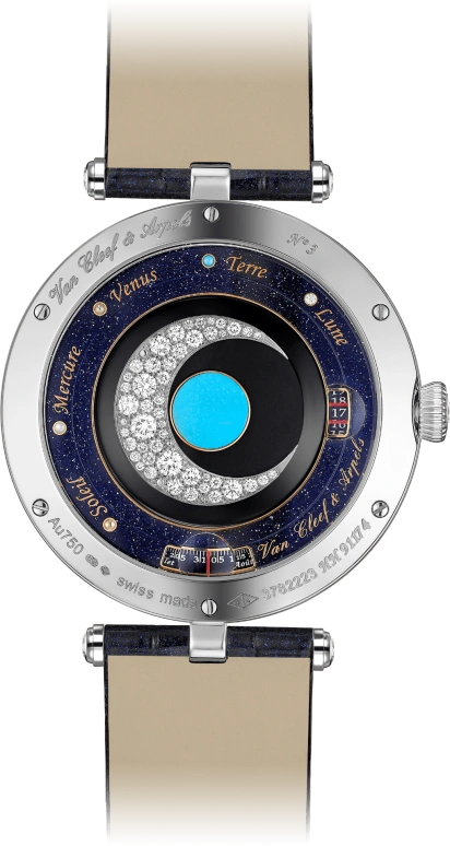 Van Cleef & Arpels,Poetic Complications® 38mm,38mm,White Gold,Blue,Automatic,36hours,Sapphire,Crystal Glass,VCARO8R500