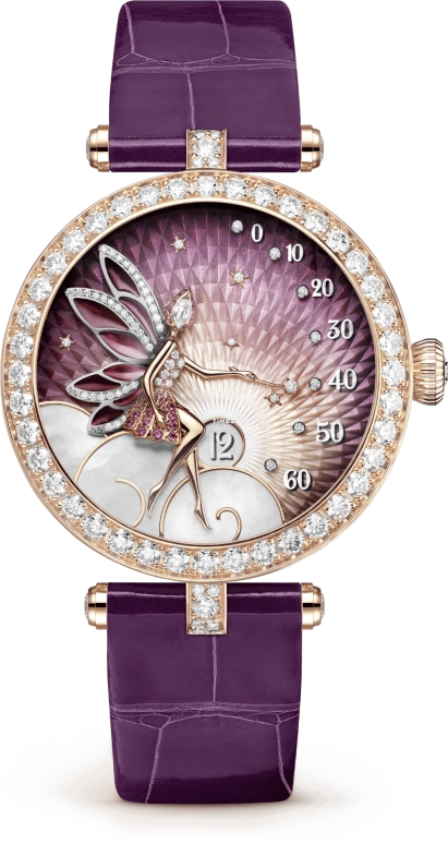 Van Cleef & Arpels,Other 33mm,33mm,Rose Gold,Multi-Color,Purple,Automatic,Retrograde,Sapphire,VCARPBNJ00