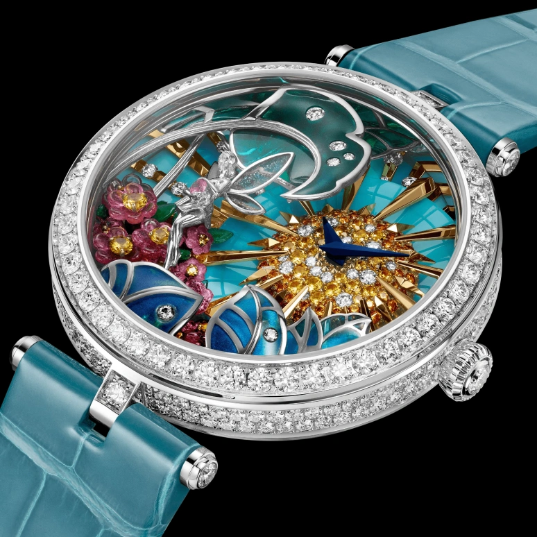 Van Cleef & Arpels,Lady Arpels 41mm,41mm,White Gold,Multi-Color,Green,Handwound,Sapphire,Round,VCARPBMA00