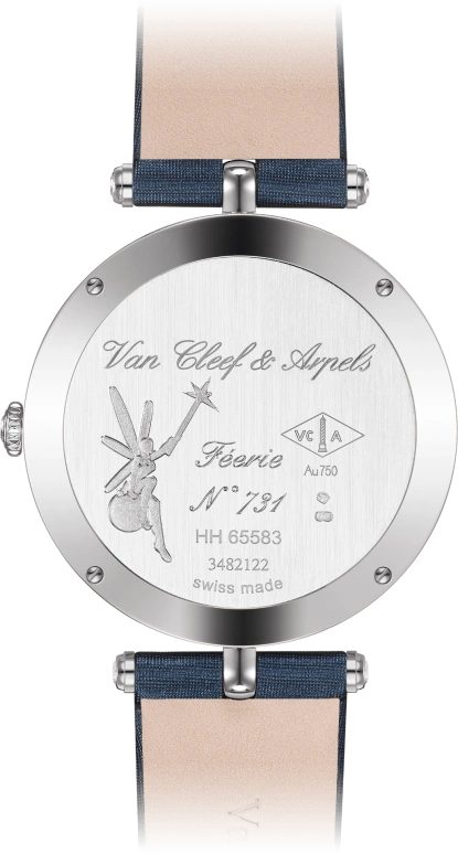 Van Cleef & Arpels,Poetic Complications® 38mm,38mm,White Gold,Blue,Handwound,Retrograde,Sapphire,Crystal Glass,VCARO8T500