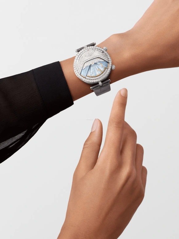 Van Cleef & Arpels,Poetic Complications® 44.50mm,44.50mm,White Gold,Silver,Blue,Handwound,Jumping Hours,Retrograde,VCARPEX900