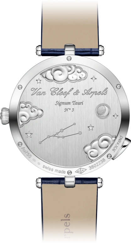Van Cleef & Arpels,Poetic Complications® 38mm,38mm,White Gold,Transparent,Blue,Green,Automatic,36hours,Sapphire,Crystal Glass,VCARO8TU00
