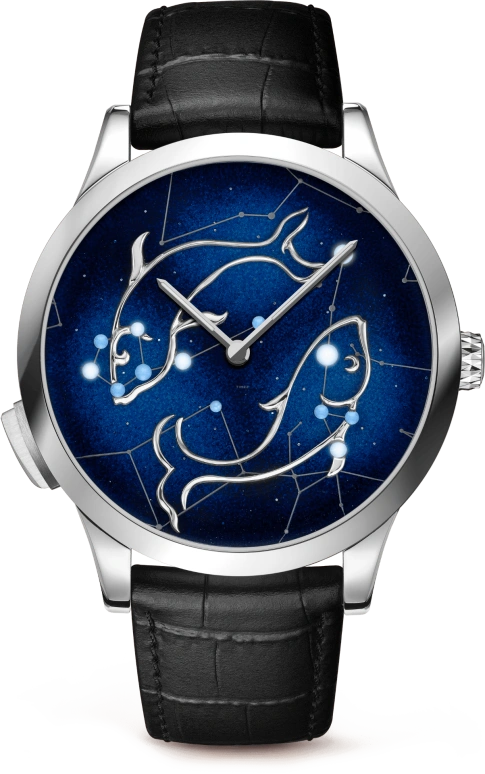 Van Cleef & Arpels,Poetic Complications® 42mm,42mm,White Gold,Transparent,Blue,Sapphire,Crystal Glass,Enamel,VCARO8TF00