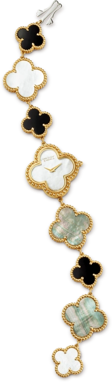 Van Cleef & Arpels,Alhambra® 26x26mm,26x26mm,Yellow Gold,White,Sapphire,Crystal Glass,Mother of Pearl,VCARO40P00