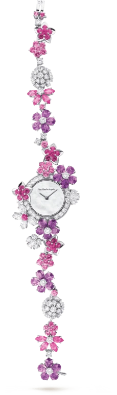 Van Cleef & Arpels,High Jewelry 23mm,23mm,Sapphire,White Gold,White,Sapphire,Crystal Glass,Pink Red,Purple,Red,Setting,Diamonds,Sapphire,VCARM93900