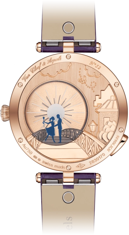 Van Cleef & Arpels,Poetic Complications® 38mm,38mm,Rose Gold,Rose,Multi-Color,Automatic,36hours,Sapphire,Crystal Glass,VCARO8TZ00