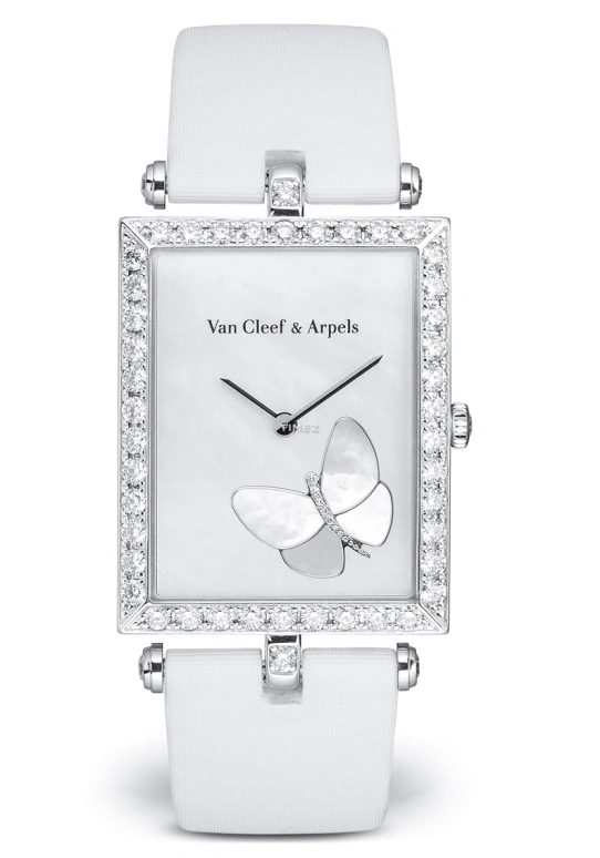 Van Cleef & Arpels,Lady Arpels 27x34mm,27x34mm,White Gold,White,Quartz,Sapphire,Crystal Glass,Rectangular,VCARF51000
