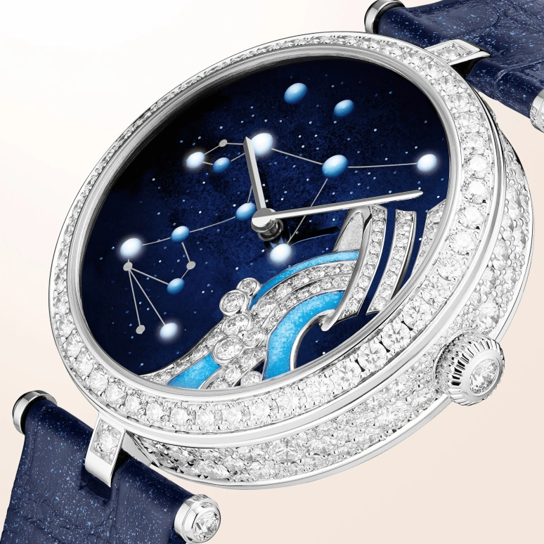Van Cleef & Arpels,Poetic Complications® 38mm,38mm,White Gold,Transparent,Blue,Automatic,36hours,Sapphire,Crystal Glass,VCARO8TV00
