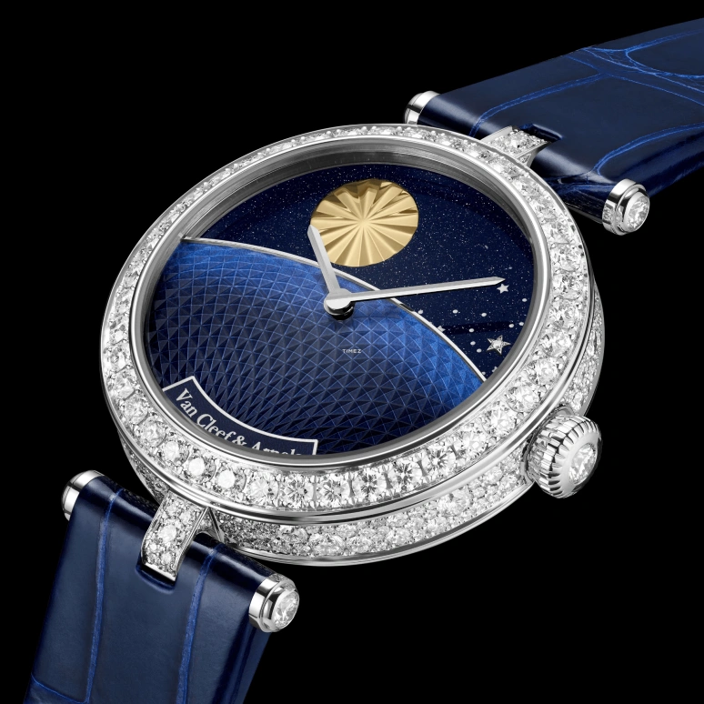 Van Cleef & Arpels,Lady Arpels 33mm,33mm,White Gold,Blue,Automatic,Moonphase,Glass,VCARPBLR00