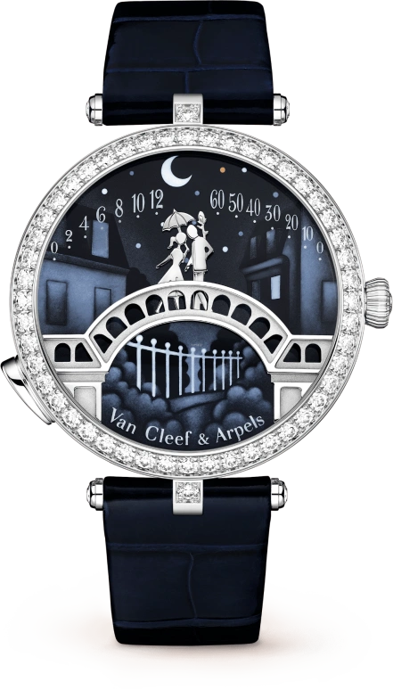 Van Cleef & Arpels,Poetic Complications® 38mm,38mm,White Gold,Automatic,36hours,Sapphire,Crystal Glass,VCARO8TY00