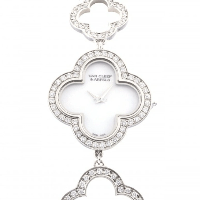 Van Cleef & Arpels,Alhambra® 29.30mm,29.30mm,White Gold,White,Quartz,Sapphire,Crystal Glass,Silver,VCARN5KB00