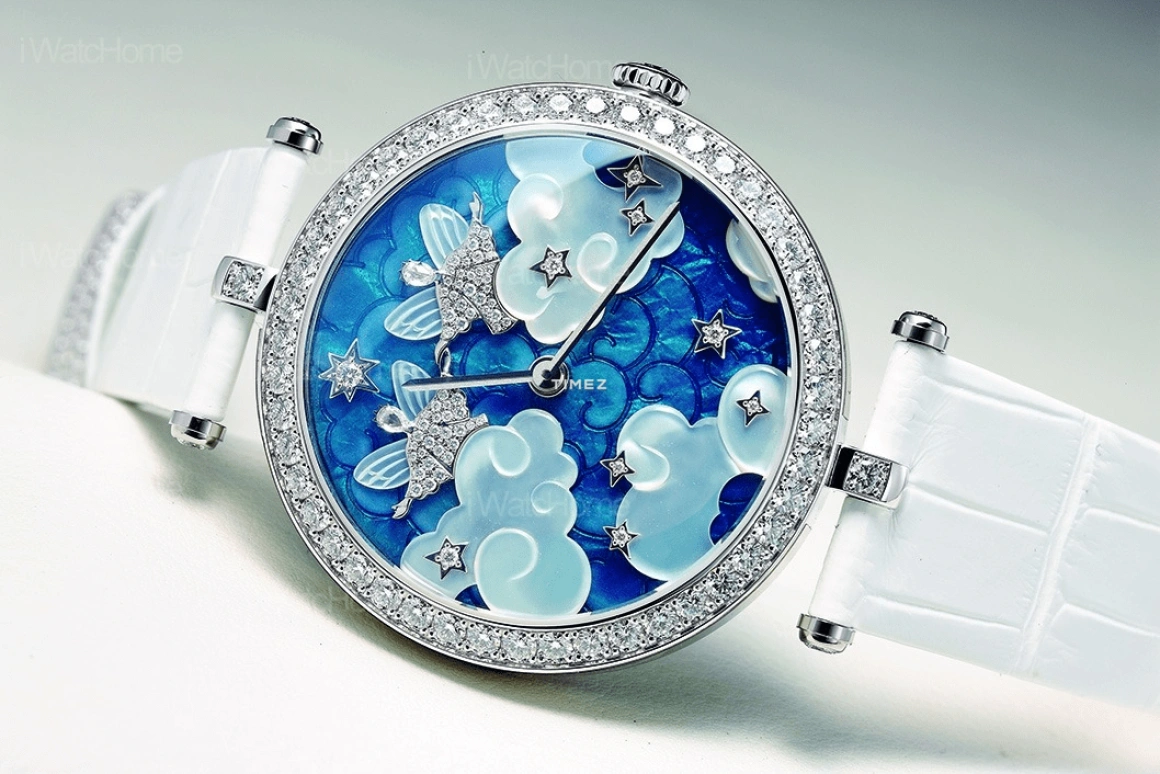 Van Cleef & Arpels,Extraordinary Dials™ 38mm,38mm,White Gold,Multi-Color,White,Blue,Handwound,Sapphire,Crystal Glass,Round,VCARO4I300