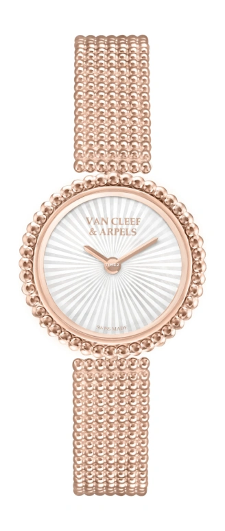 Van Cleef & Arpels,Perlée™ 23mm,23mm,Rose Gold,White,Quartz,Sapphire,Crystal Glass,Round,VCARPBMO00